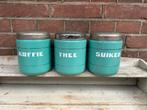 Voorraadbussen koffie thee suiker mintgroen emaille, Antiek en Kunst, Antiek | Emaille, Ophalen of Verzenden