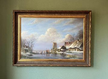 Groot schilderij winterlandschap. Thomas Heesakkers. beschikbaar voor biedingen