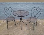 Bistro setje van ijzer, diameter tafelblad 66 cm, Ophalen, Gebruikt, Overige materialen, 2 zitplaatsen