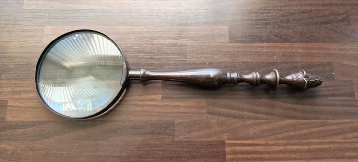 Antieke vergrootglas met stalen handvat, Antiek en Kunst, Antiek | Overige Antiek, Ophalen of Verzenden