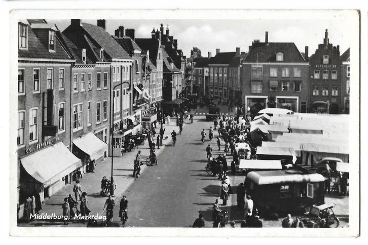 Middelburg, Marktdag, Verzamelen, Ansichtkaarten | Nederland, Gelopen, Zeeland, 1940 tot 1960, Verzenden