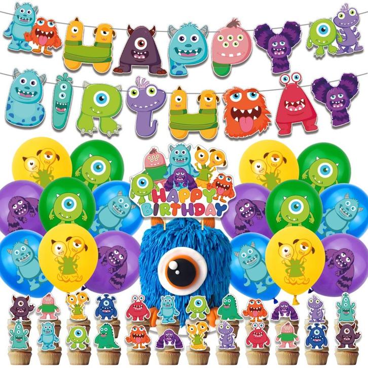 Monster / Monsters - Verjaardag Decoratie / Birthday, Hobby en Vrije tijd, Feestartikelen, Nieuw, Versiering, Verjaardag, Ophalen of Verzenden
