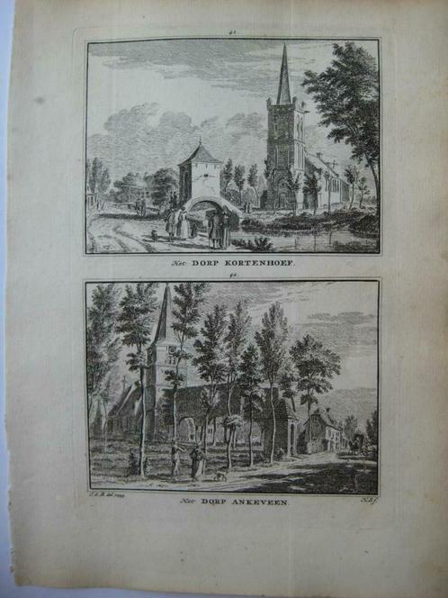 41-42 / Kortenhoef en  Ankeveen Kopergravure J. Bulthuis, Antiek en Kunst, Kunst | Etsen en Gravures, Ophalen of Verzenden
