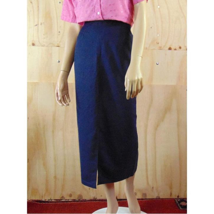 Vintage lange donkerblauwe kokerrok maat 42 | 1013, Kleding | Dames, Rokken, Zo goed als nieuw, Maat 42/44 (L), Blauw, Onder de knie
