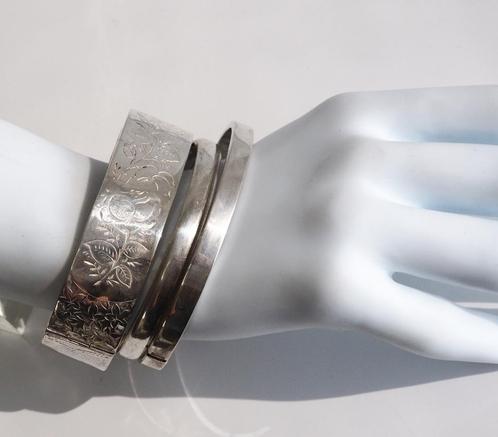 Drie zilveren slavenarmbanden, Sieraden, Tassen en Uiterlijk, Armbanden, Zilver, Zilver, Ophalen of Verzenden