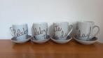 4 Kop en Schotels - Celebrate the day!, Keramiek, Nieuw, Ophalen of Verzenden, Overige stijlen