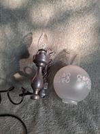 Vintage tinnen wandlamp met glazen kap, Ophalen of Verzenden, Nieuw, Glas, Vintage