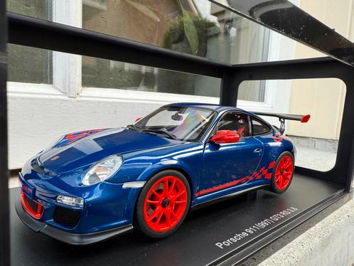 1:18 Porsche 911 (997) GT3 RS 3.8 blauw Autoart 78144 JJTOP, Hobby en Vrije tijd, Modelauto's | 1:18, Zo goed als nieuw, Auto
