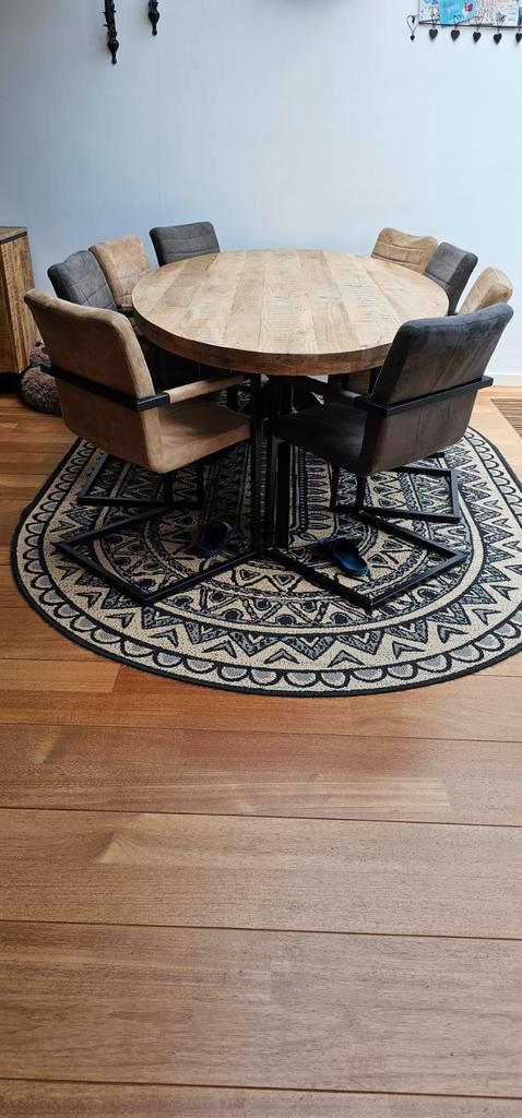 8 Leen Bakker Eetkamerstoelen - Grijs/Bruin, Huis en Inrichting, Stoelen, Zo goed als nieuw, Vijf, Zes of meer stoelen, Metaal