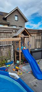 Houten speelhuisje gebruikt, Kinderen en Baby's, Speelgoed | Buiten | Speeltoestellen, Ophalen, Gebruikt, Glijbaan, Aanbouwonderdeel