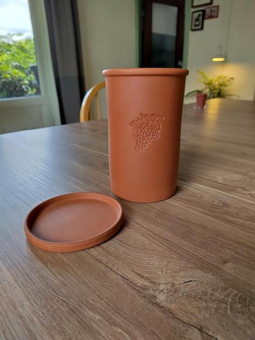 Terracotta wijnkoeler met schotel, Huis en Inrichting, Keuken | Servies, Gebruikt, Overige typen, Effen, Aardewerk, Ophalen