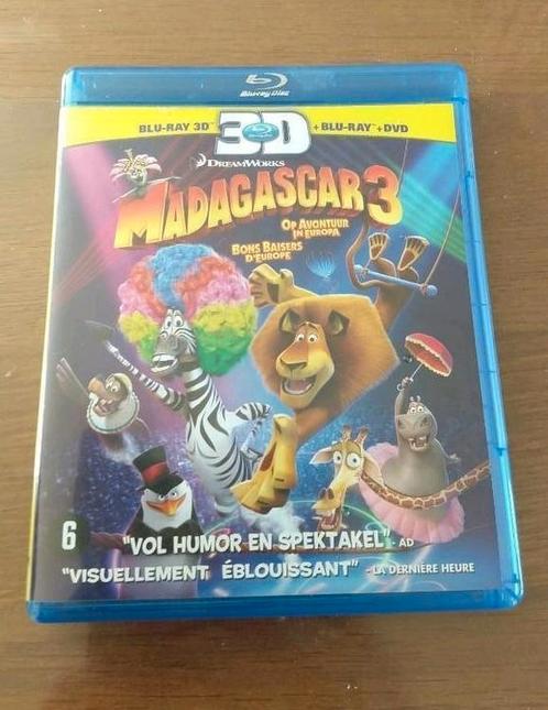 3-disc Bluray 3D + DVD film Madagascar 3 van Dreamswork, Cd's en Dvd's, Blu-ray, Zo goed als nieuw, Tekenfilms en Animatie, 3D