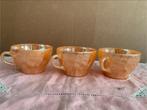 3 Termocrisa Mexico Vintage Kopjes - Oranje Glas, Antiek en Kunst, Antiek | Glas en Kristal, Ophalen of Verzenden
