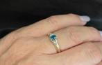 Gouden ring met edelsteen topaas en diamant. 2025/498., Ophalen of Verzenden, Goud, Ring, Met edelsteen