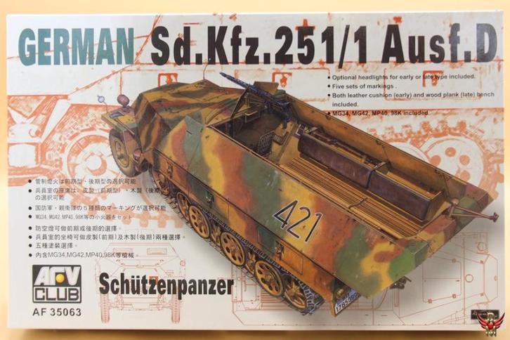 ROWASP | AFV Club 1/35 Sd Kfz 251/1 Ausf D Schützenpanzer, Hobby en Vrije tijd, Modelbouw | Auto's en Voertuigen, Nieuw, Tank