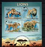 togo pf blok leeuwen lions wildlife katachtige zoogdieren, Verzenden, Postfris, Dier of Natuur