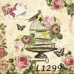 Servetten decoupage/bullet journal– vogelkooi vintage L1299x, Nieuw, Materiaal, Verzenden