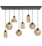hanglamp 8 lichts 130cm amber glas bar tafel eettafel lamp, Ophalen, Nieuw, Glas, 75 cm of meer