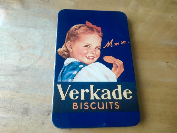 Vintage Verkade Koektrommel deksel, Verzamelen, Blikken, Gebruikt, Koek(jes), Verkade, Ophalen of Verzenden
