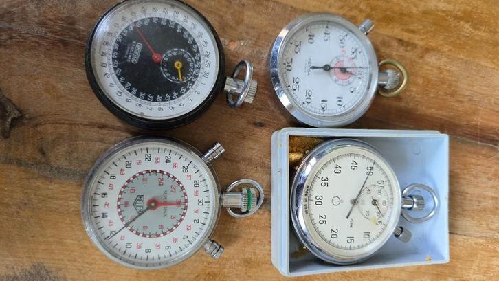 3 maal stopwatch, Sieraden, Tassen en Uiterlijk, Horloges | Antiek, Zakhorloge, Overige merken, Staal, 1960 of later, Ophalen