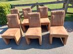 Eetkamer stoelen met wieltjes, Ophalen, Gebruikt, Bruin, Stof