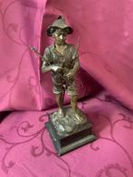 Prachtig antiek bronzen vissende jongenmet Hengel., Ophalen of Verzenden