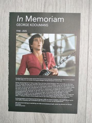 George Kooymans in memoriam 1 pagina RecordZine 12 aug '25 beschikbaar voor biedingen