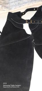 Zwarte Suede Chaps met Franjes, Ophalen, Nieuw, Maat 38/40 (M), Zwart