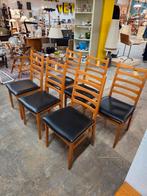 Set van zes vintage Deense stoelen eetkamerstoelen, Ophalen, Gebruikt, Zwart, Vintage