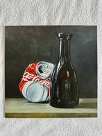 Fotokunst dibond 30 x 30 cm glazen fles cola blik modern, Antiek en Kunst, Ophalen of Verzenden