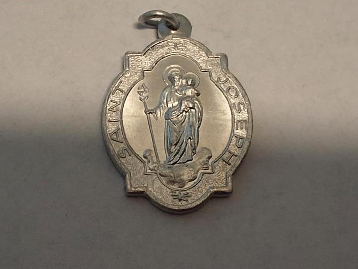 Sint-Jozef Medaille - Religieuze Devotie, Sieraden, Tassen en Uiterlijk, Kettingen, Gebruikt, Zilver, Met hanger, Ophalen of Verzenden
