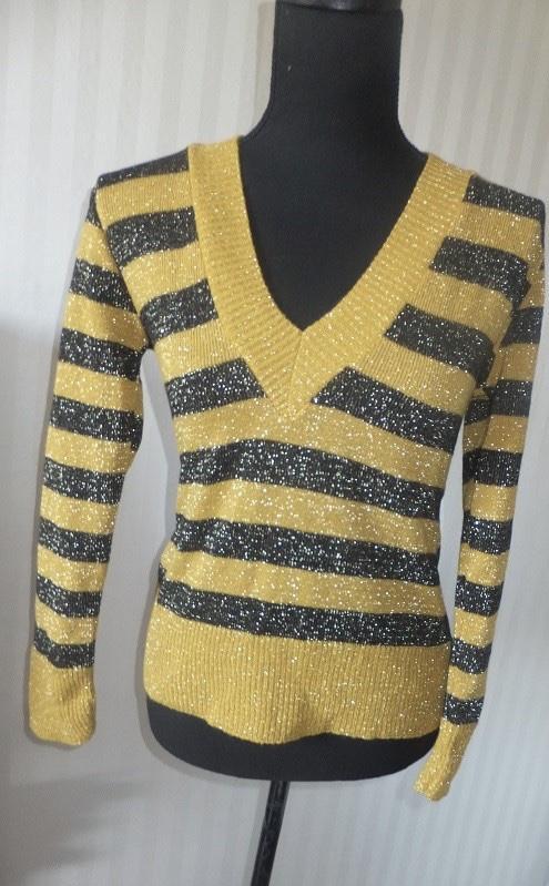 Mooi geel zwart gestreepte pullover trui met v hals. Nieuw!, Kleding | Dames, Truien en Vesten, Nieuw, Maat 36 (S), Zwart, Verzenden