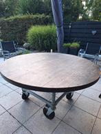 Industriële steigerhouten eettafel op wielen - 150cm, Huis en Inrichting, Tafels | Eettafels, Ophalen, Gebruikt, Rond, Vijf personen of meer