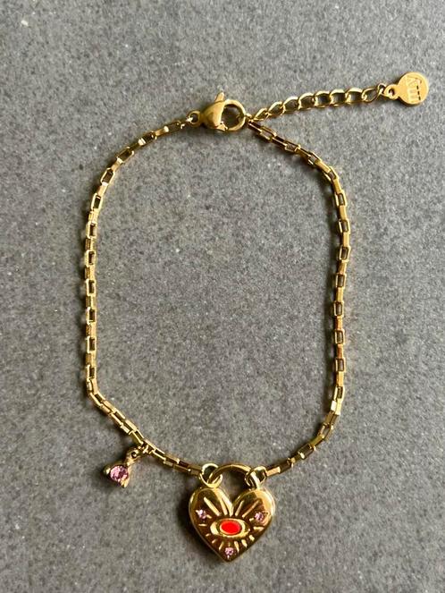 My Jewellery ‘MOOD armband hart roze steen (goudkleurig)’, Sieraden, Tassen en Uiterlijk, Armbanden, Zo goed als nieuw, Overige materialen