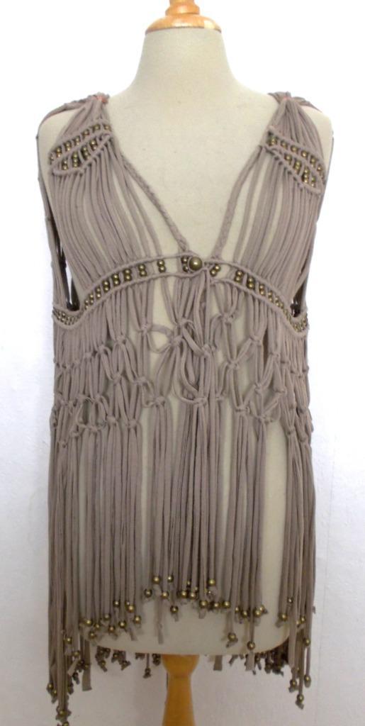 Bruin Ibiza/bohemien/hippie/festival slierten gilet! L/XL, Kleding | Dames, Tops, Zo goed als nieuw, Maat 42/44 (L), Bruin, Verzenden
