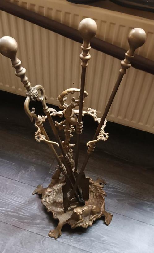 Antiek brons messing haardstel haardset, Huis en Inrichting, Haarden, Houthaard, Ophalen of Verzenden
