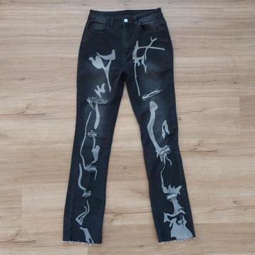 spijkerbroek jeans met scheuren, stretch zwart/grijs maat M beschikbaar voor biedingen