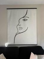 Wandkleed groot gezicht vrouw beige, Ophalen