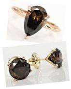 14k Gouden Ring & Oorbellen met Bruin-Oranje Diamanten (AIG), Sieraden, Tassen en Uiterlijk, Ringen, Bruin, Nieuw, Ophalen of Verzenden