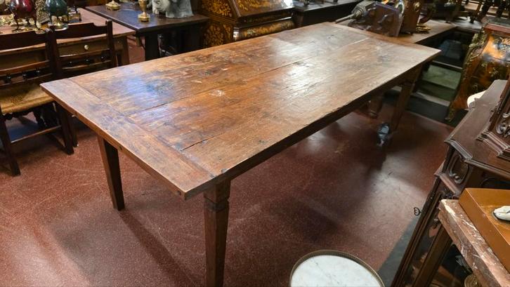 Grote Franse hardhouten boeren eettafel 240 cm, Antiek en Kunst, Antiek | Meubels | Tafels, Ophalen