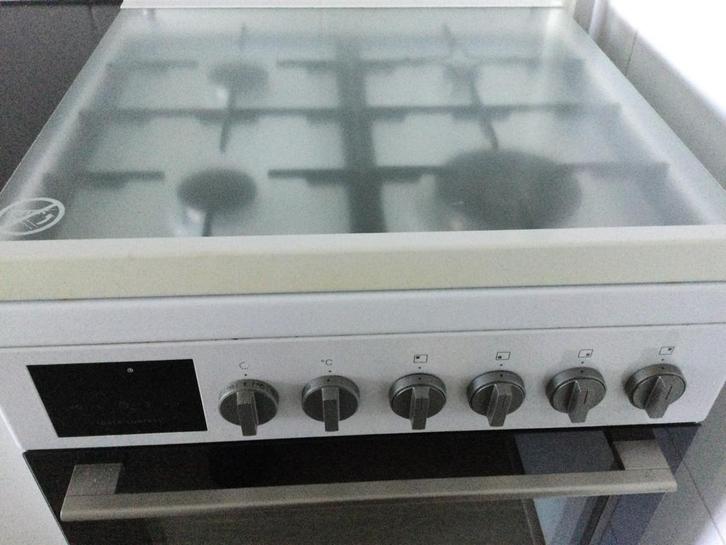 Pelgrim gasfornuis met oven en Atag afzuigkap, Witgoed en Apparatuur, Ovens, Gebruikt, Vrijstaand, Oven met grill, 60 cm of meer