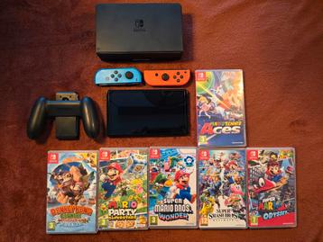 Nintendo Switch OLED + 6 Games zo goed als nieuw beschikbaar voor biedingen