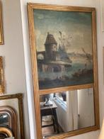 Antieke franse Louis Seize trumeauspiegel bladgoudverguld, Antiek en Kunst, Ophalen