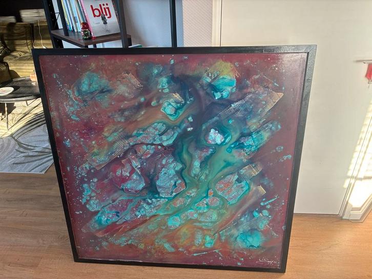 Schilderij van Joep de Weert - 120x120 cm, Antiek en Kunst, Kunst | Schilderijen | Abstract, Ophalen of Verzenden