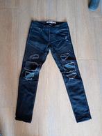 Black slim distressed ripped jeans with fake leather Size 32, Ophalen, Gedragen, Zwart, Otantik