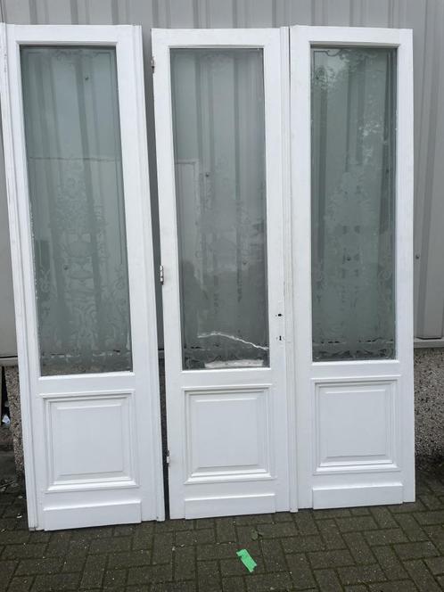 Prachtige antieke ensuitedeuren met geetst glas, Doe-het-zelf en Verbouw, Deuren en Horren, Zo goed als nieuw, Binnendeur, 215 cm of meer