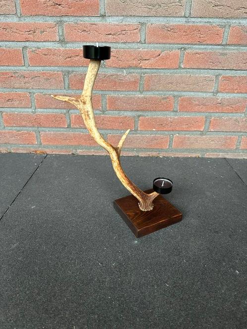 Geweikandelaar.gewei.edelhert.damhert.geweien.Veluwe, Huis en Inrichting, Woonaccessoires | Kandelaars en Kaarsen, Zo goed als nieuw