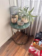 Mooie Bijzettafel met Groen Marmeren Blad en gouden poten, Antiek en Kunst, Ophalen