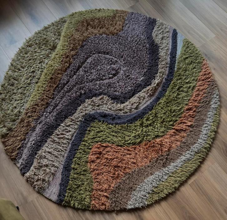 HK Living vloerkleed rond 150 cm + anti slip onderkleed, Huis en Inrichting, Stoffering | Tapijten en Kleden, Zo goed als nieuw
