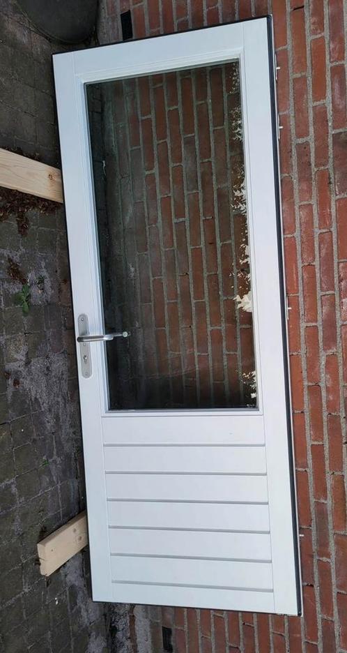 Zee nette houten deur met HR++ glas en driepuntssluiting, Doe-het-zelf en Verbouw, Deuren en Horren, Zo goed als nieuw, Ophalen of Verzenden